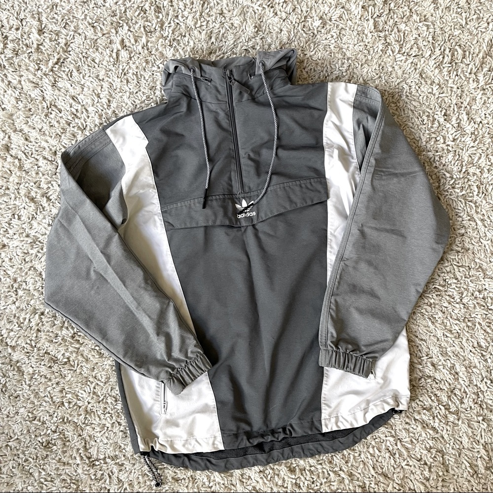adidas Gray and White Windbreaker Jacket